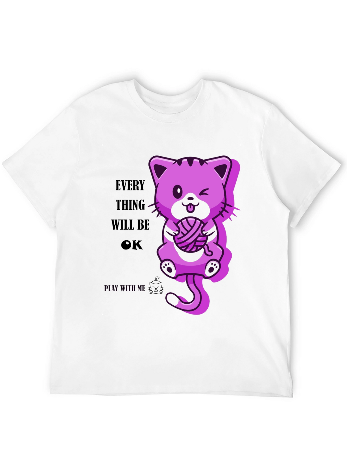 Everything Will Be OK - Cute Cat Graphic Tee