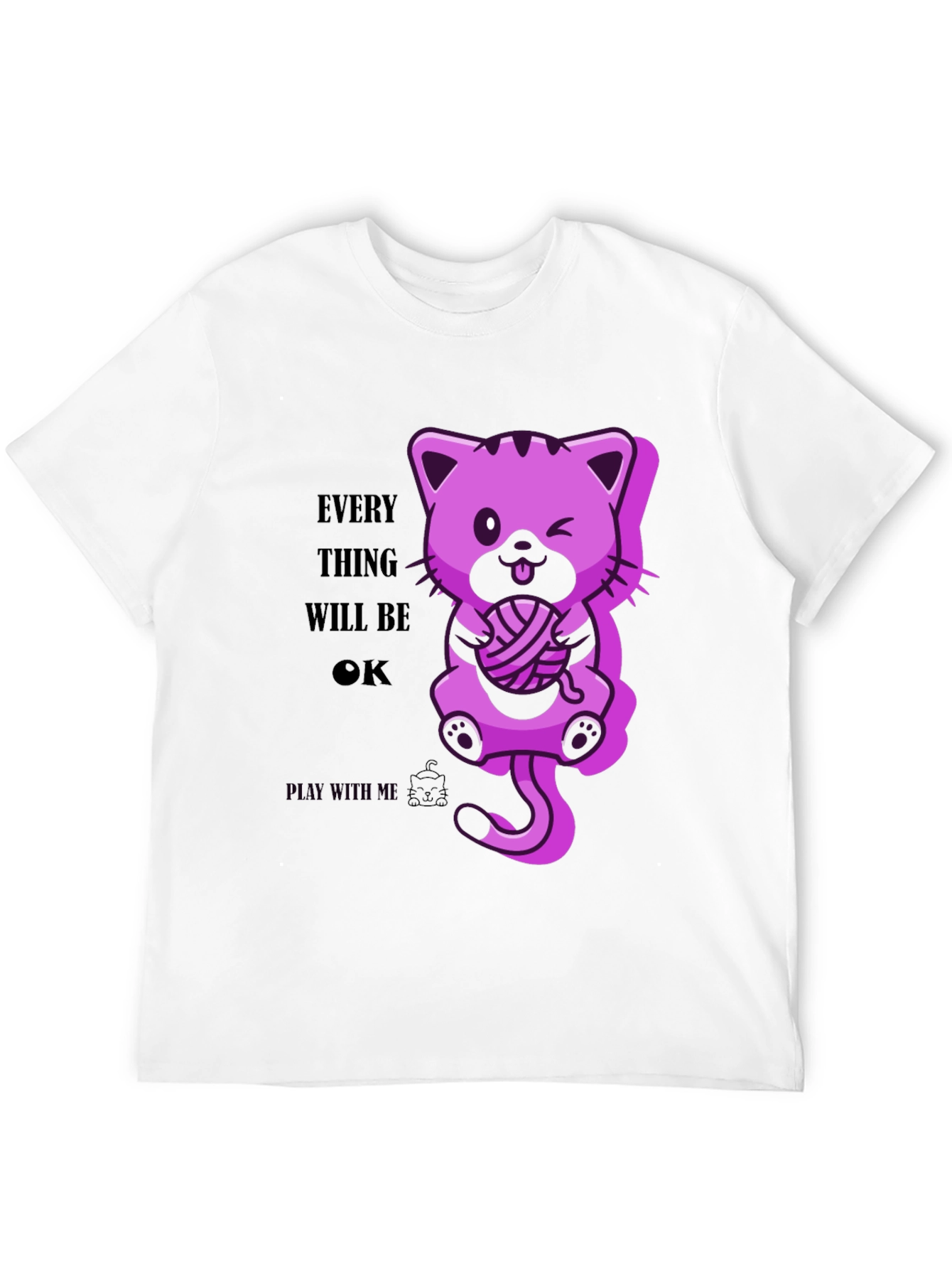 Everything Will Be OK - Cute Cat Graphic Tee