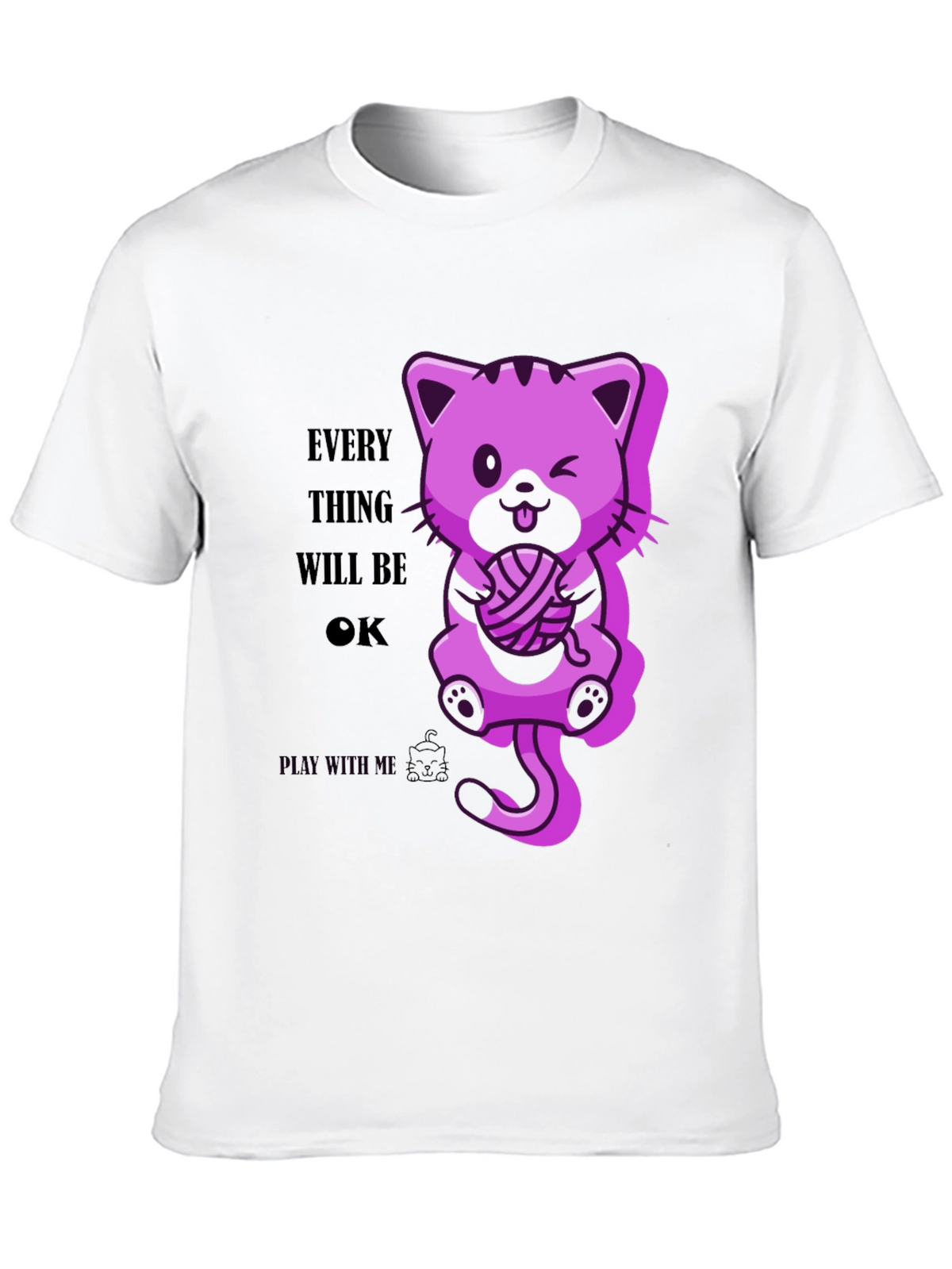 Everything Will Be OK - Cute Cat Graphic Tee