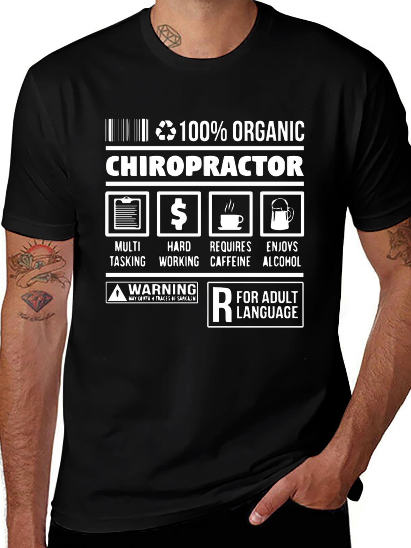 100% Organic Chiropractor Adult Humor T-Shirt