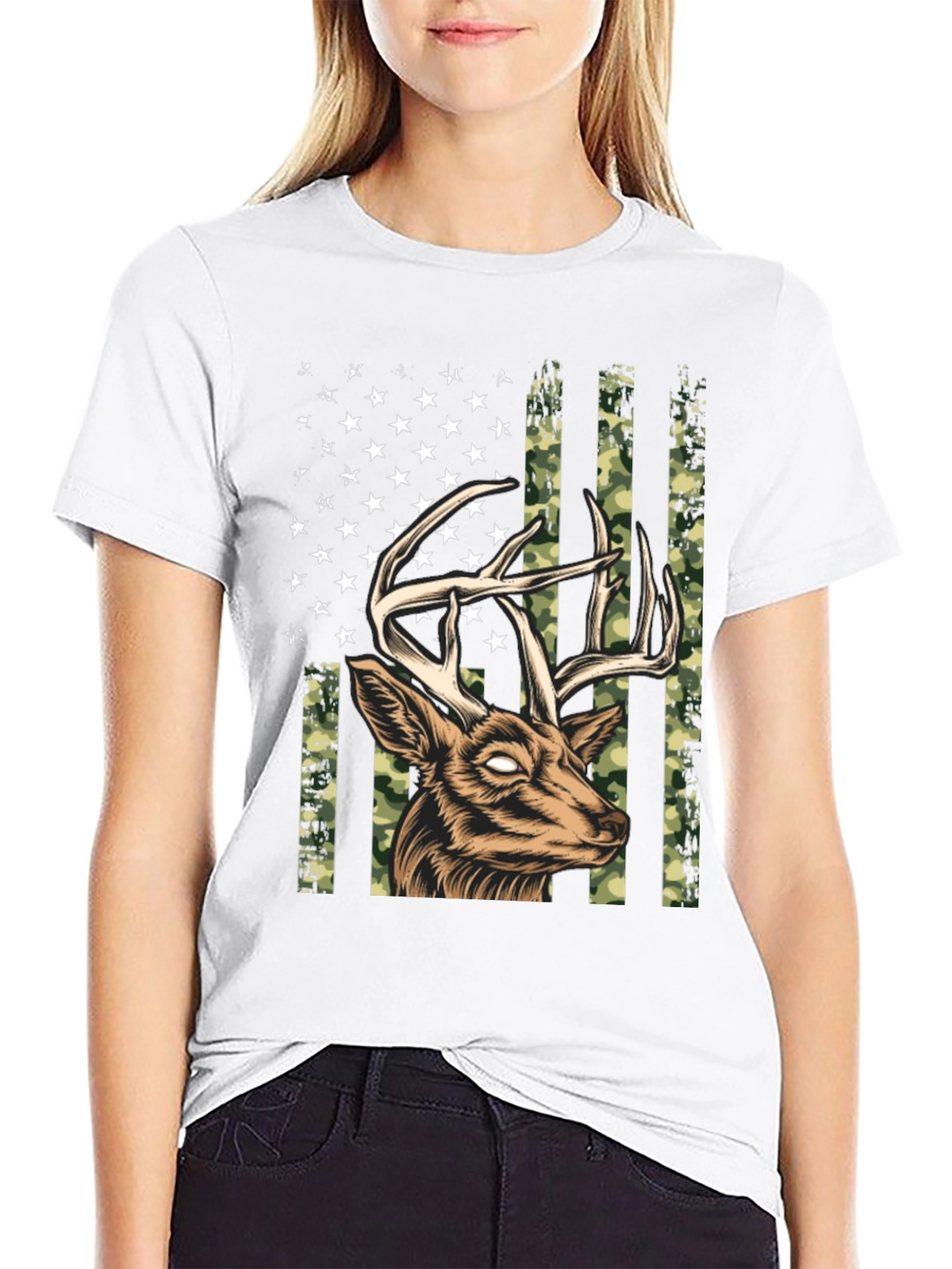 Deer American Flag Graphic Tee