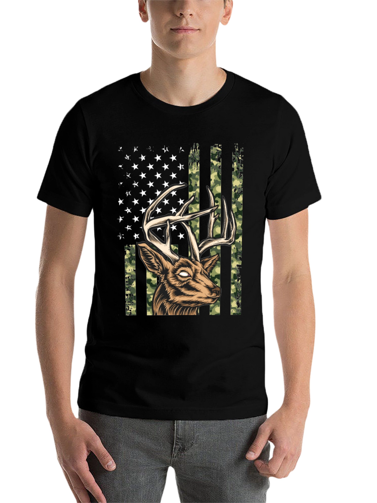 Deer American Flag Graphic Tee