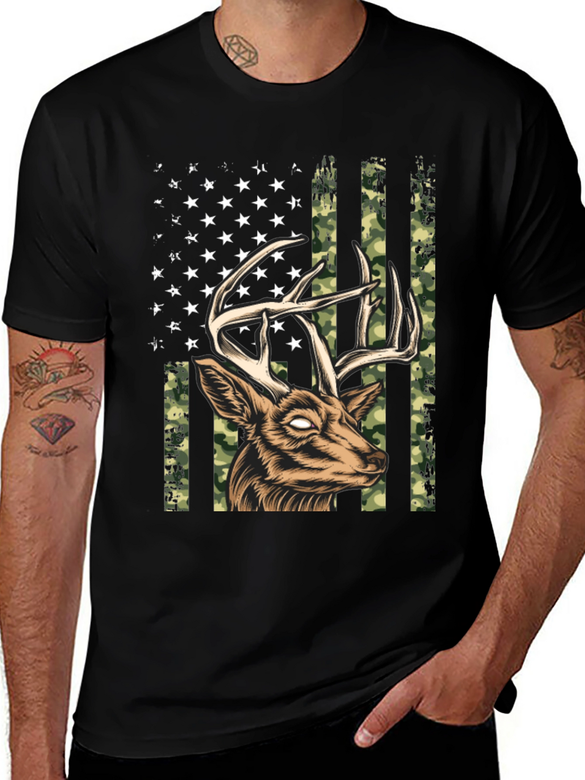Deer American Flag Graphic Tee