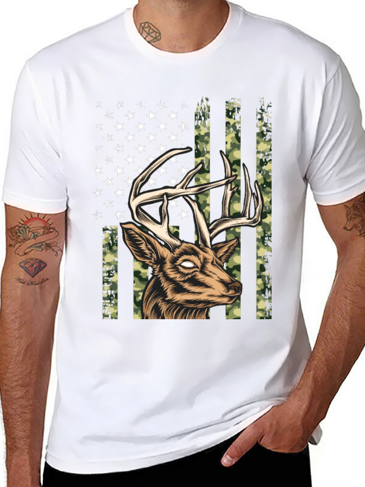 Deer American Flag Graphic Tee