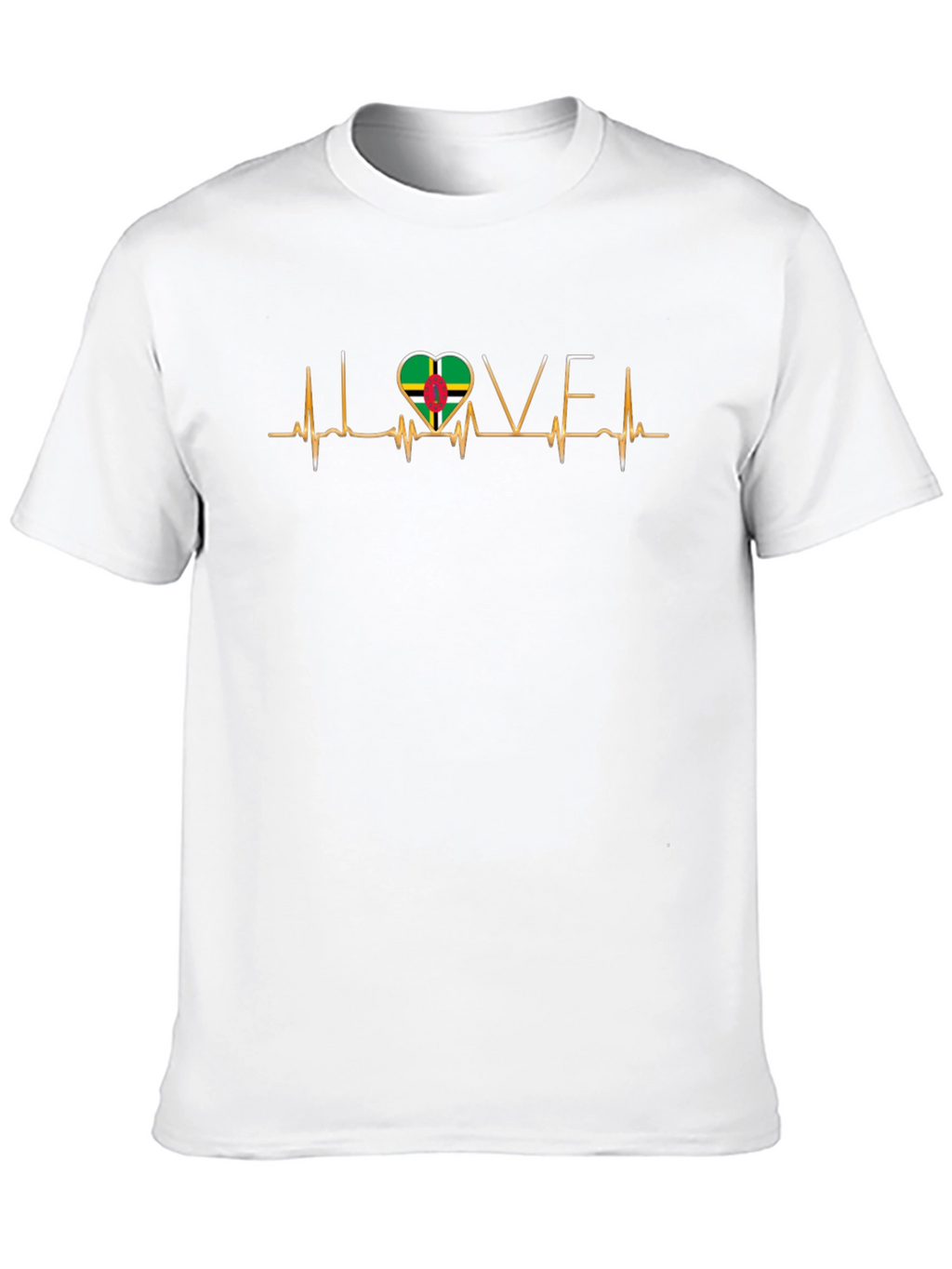 I Love Dominica T-Shirt Dominica Flag Heartbeat Tee