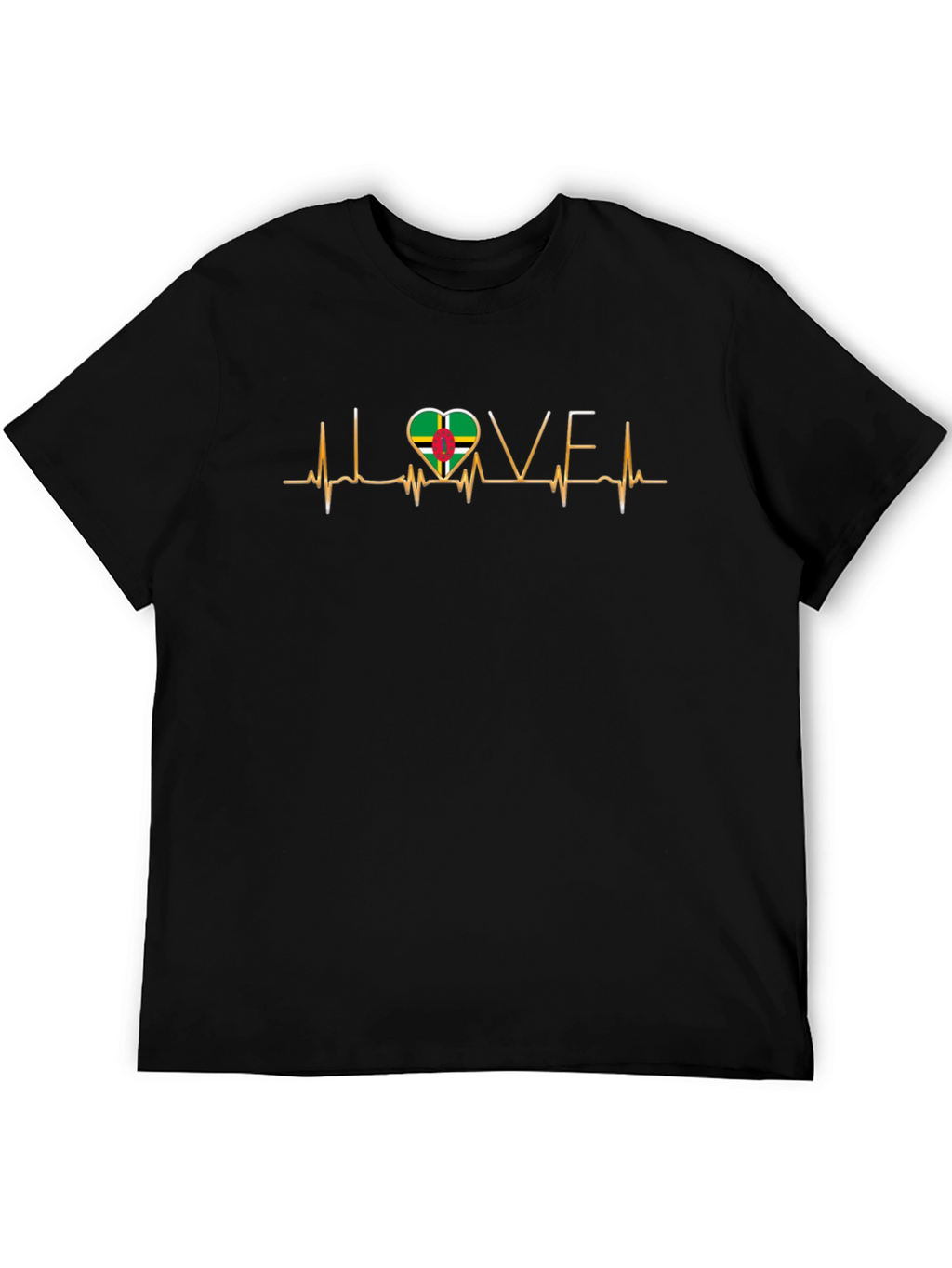 I Love Dominica T-Shirt Dominica Flag Heartbeat Tee