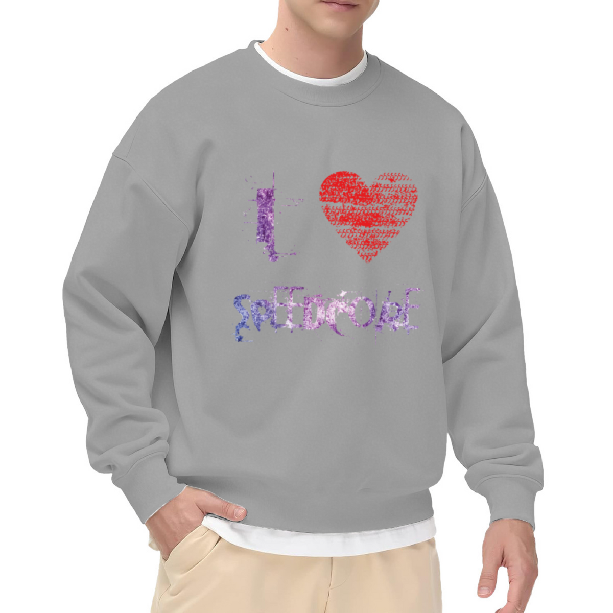 i Love Speedcore Crewneck Sweatshirt Glitch Pixel Aesthetic Music Genre Graphic Top for Electronic Music Fans