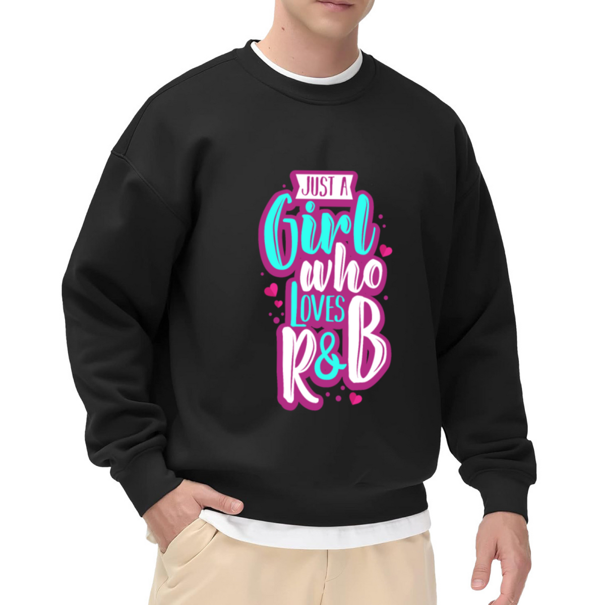 Just A Girl Who Loves R&B Retro Style Crewneck Sweatshirt for Music Lovers