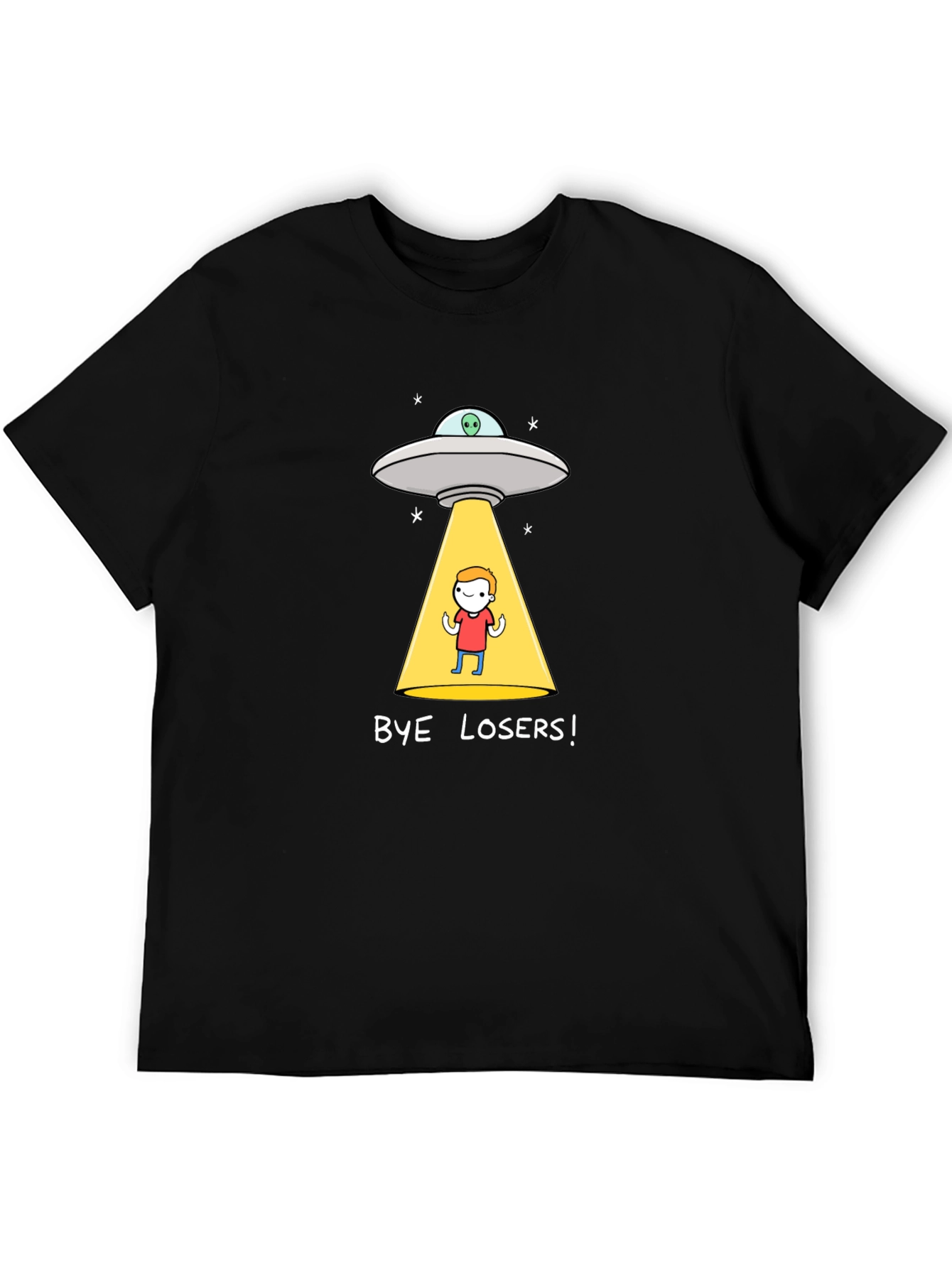 Bye Losers! Alien Abduction Graphic Tee - Black Cotton Blend