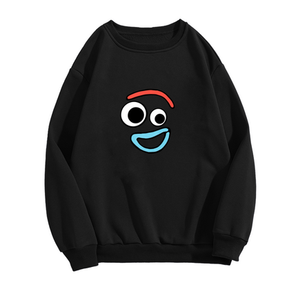 Fun Cartoon Goofy Face Graphic Crewneck Sweatshirt