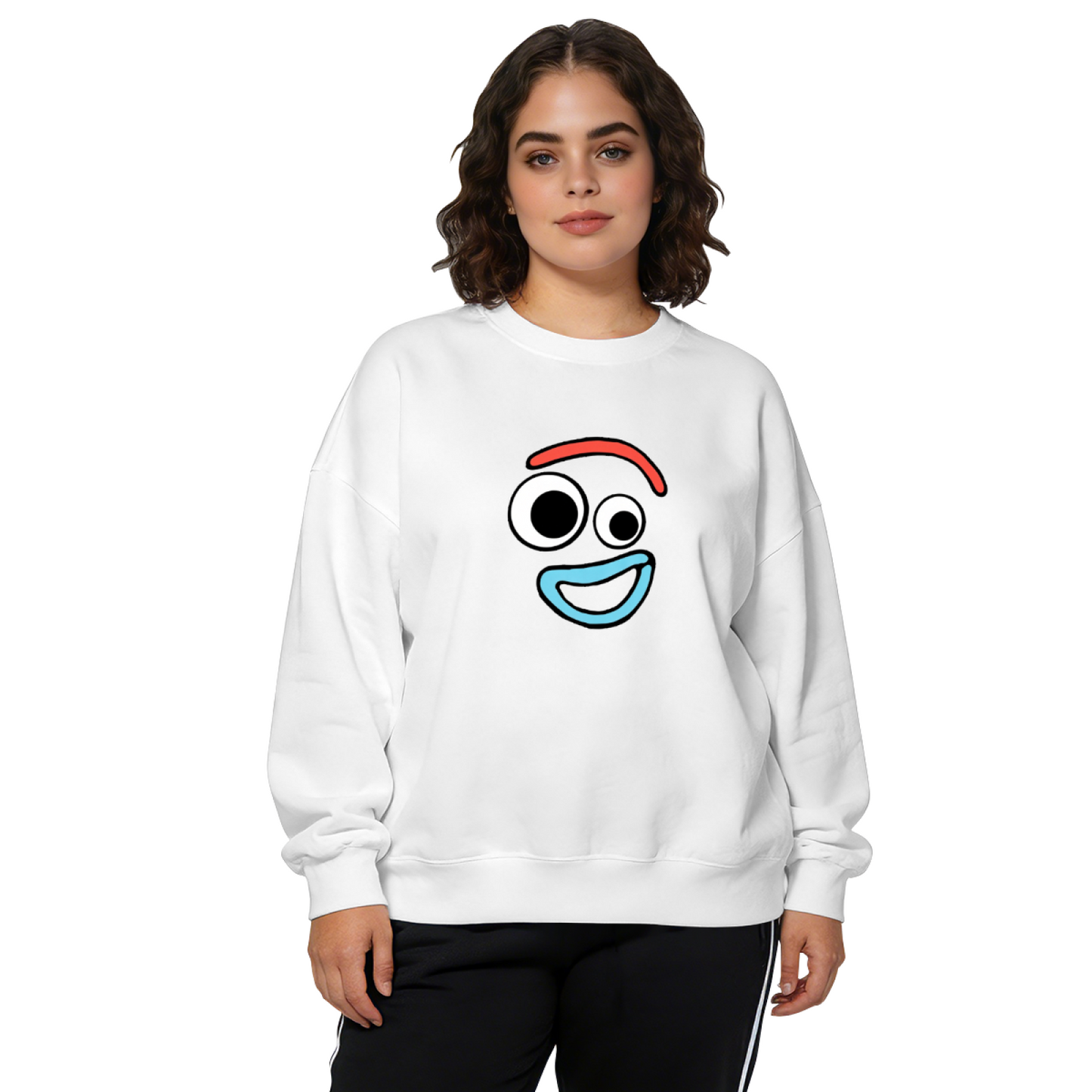 Fun Cartoon Goofy Face Graphic Crewneck Sweatshirt