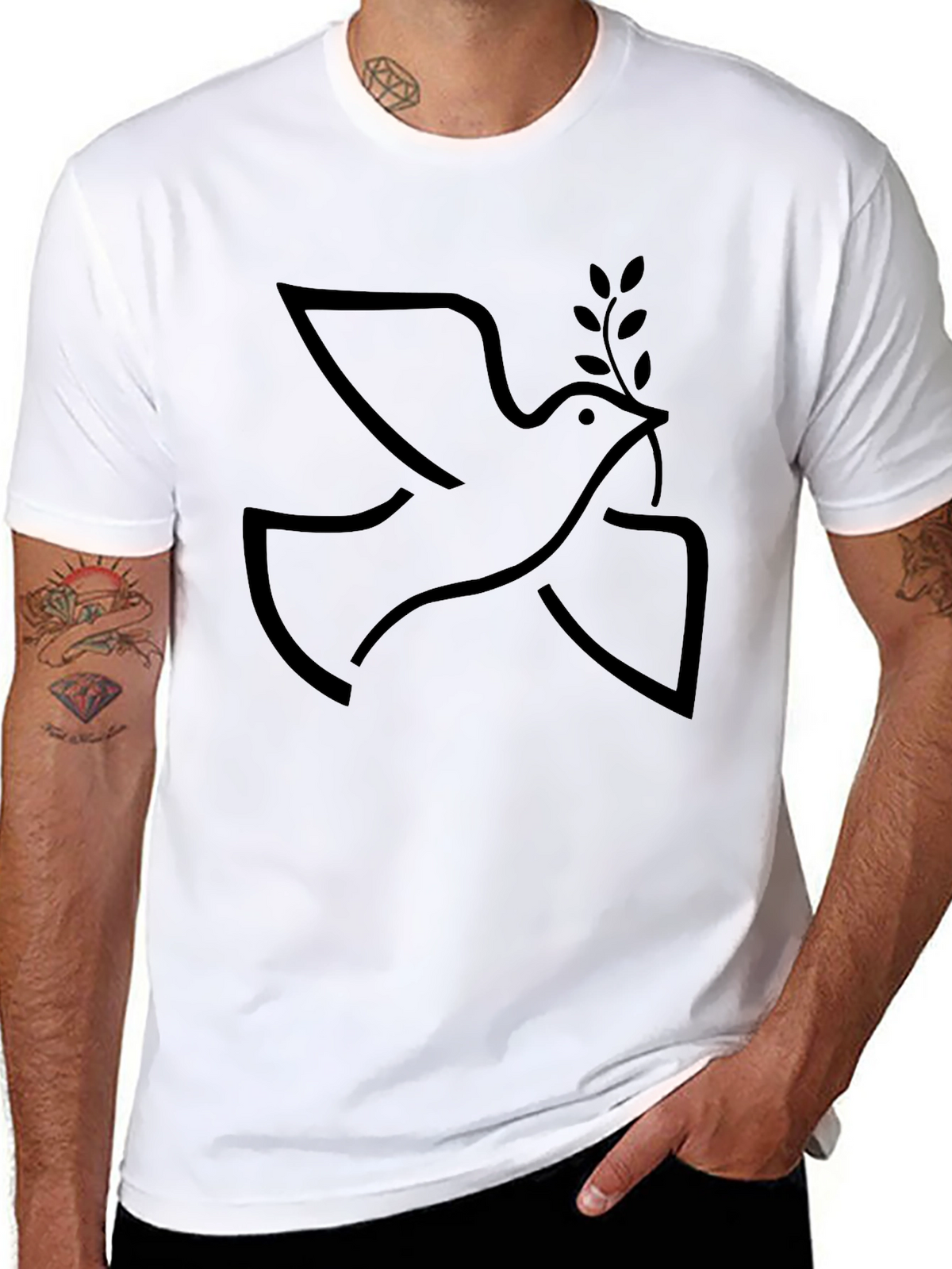 Peace Dove Graphic Tee - Soft Cotton Black T-Shirt