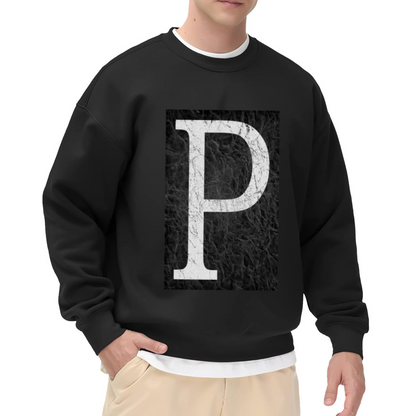 Letter P Marble Texture Crewneck Sweatshirt, Stone Monogram Pullover, Personalized Initial Gift