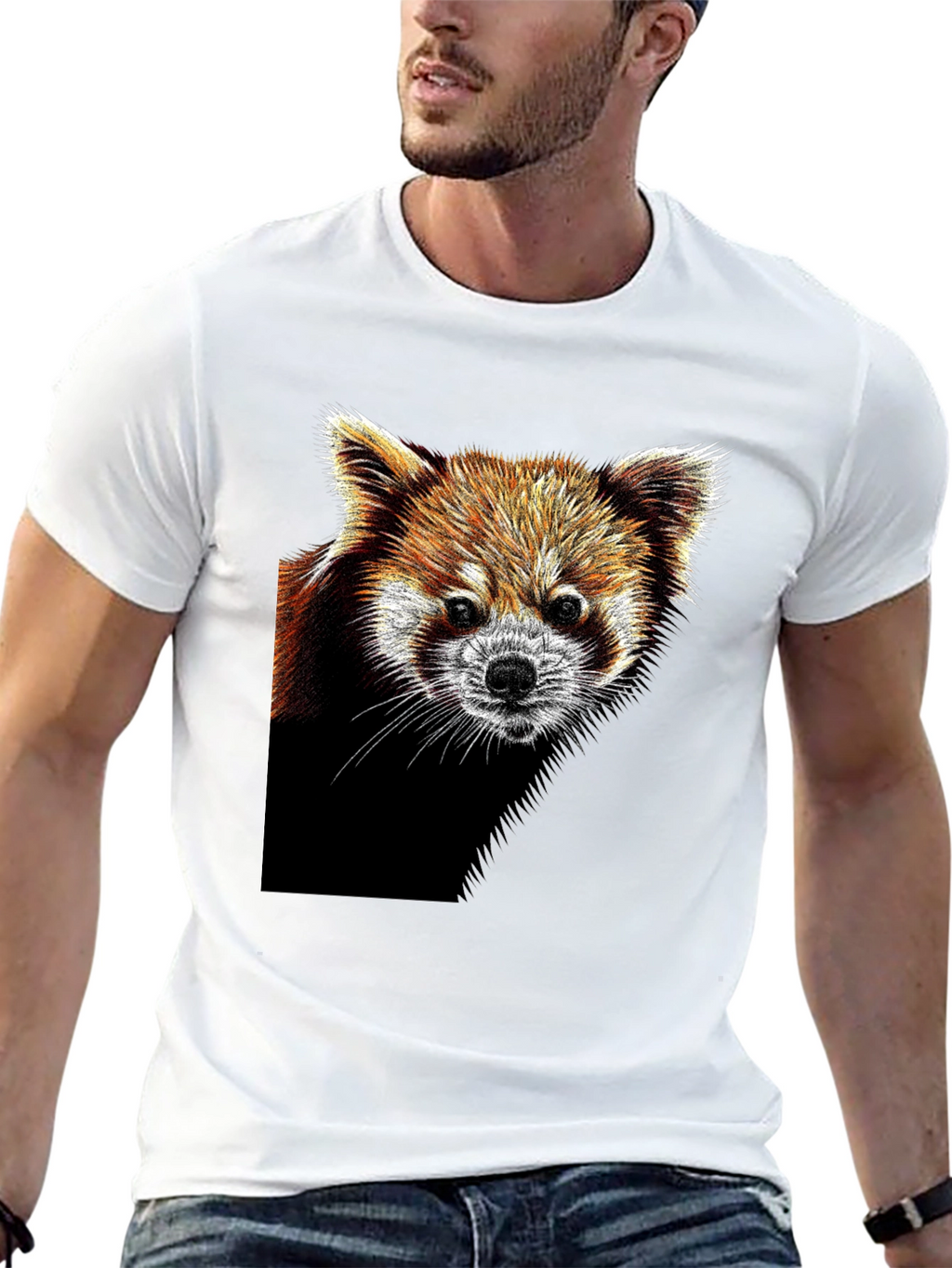 Red Panda Graphic Tee - Black Cotton T-Shirt
