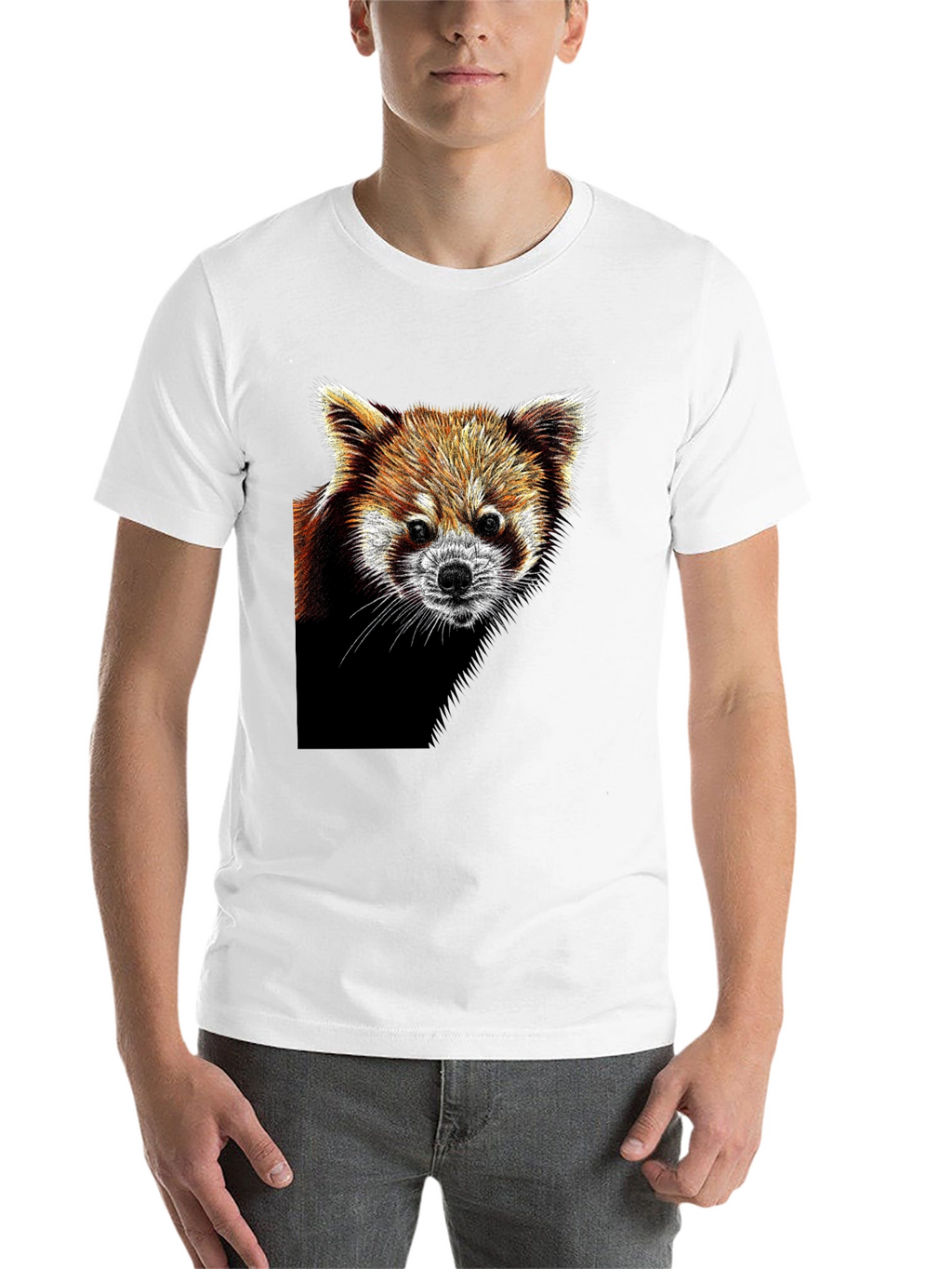 Red Panda Graphic Tee - Black Cotton T-Shirt