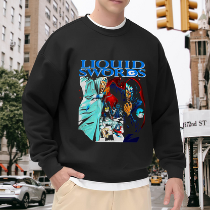 Liquid Swords Martial Arts Chess Battle Graphic Crewneck Sweatshirt | 90s Hip Hop Album Art Comic Pullover, Retro Rap Streetwear Gift