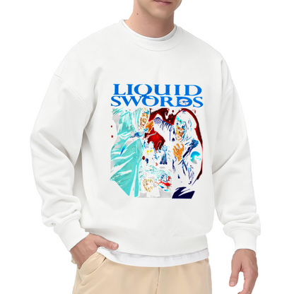 Liquid Swords Martial Arts Chess Battle Graphic Crewneck Sweatshirt | 90s Hip Hop Album Art Comic Pullover, Retro Rap Streetwear Gift