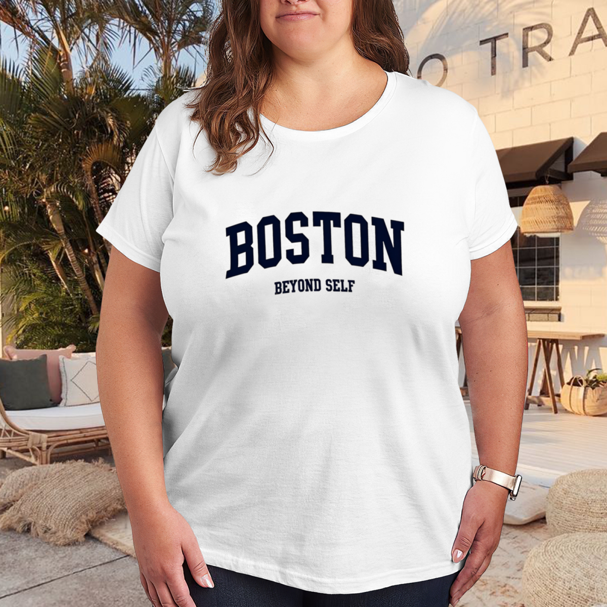 Boston Beyond Self Vintage Varsity Letter City Pride Casual Tee