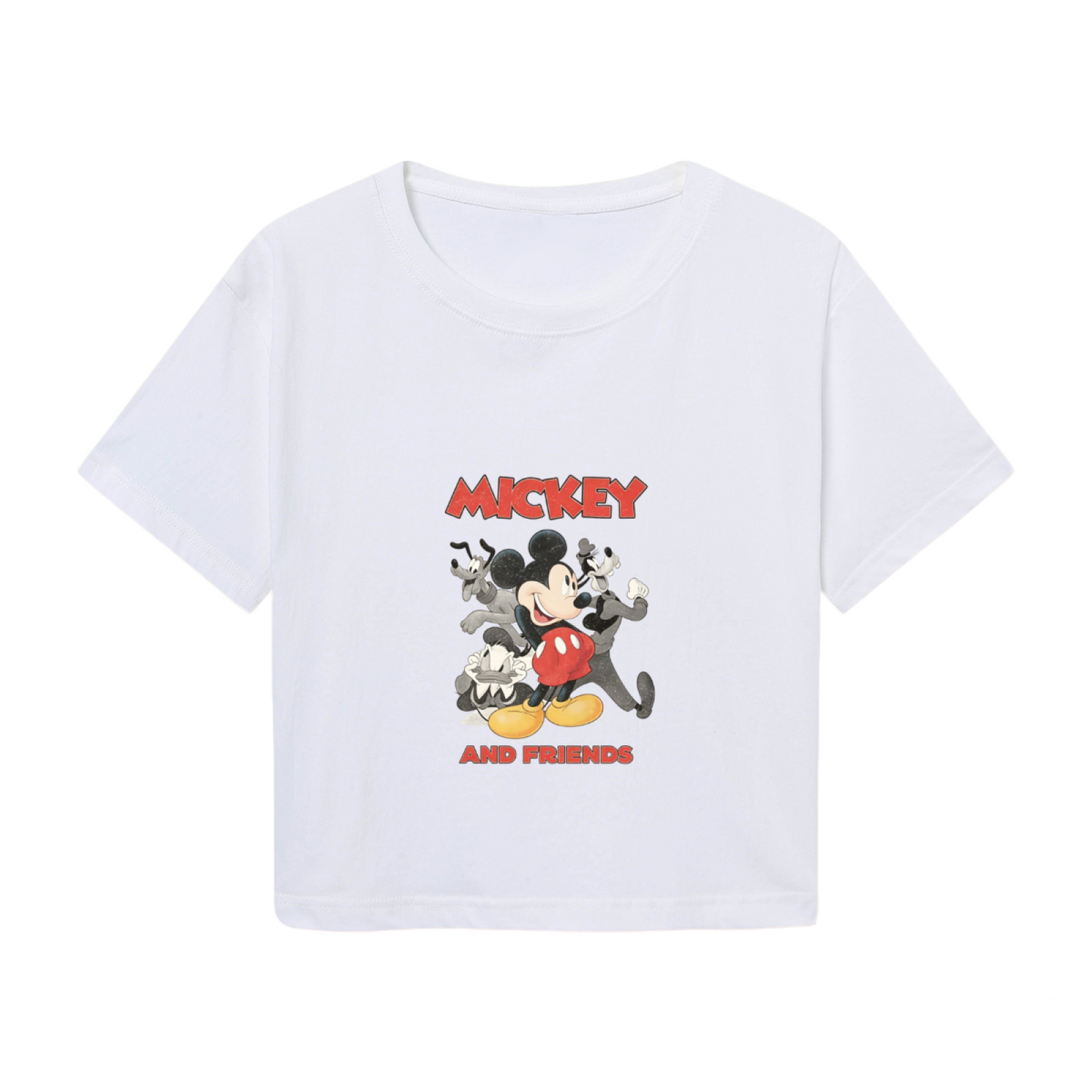 Retro Mickey & Friends Nostalgic Graphic White Cropped Top