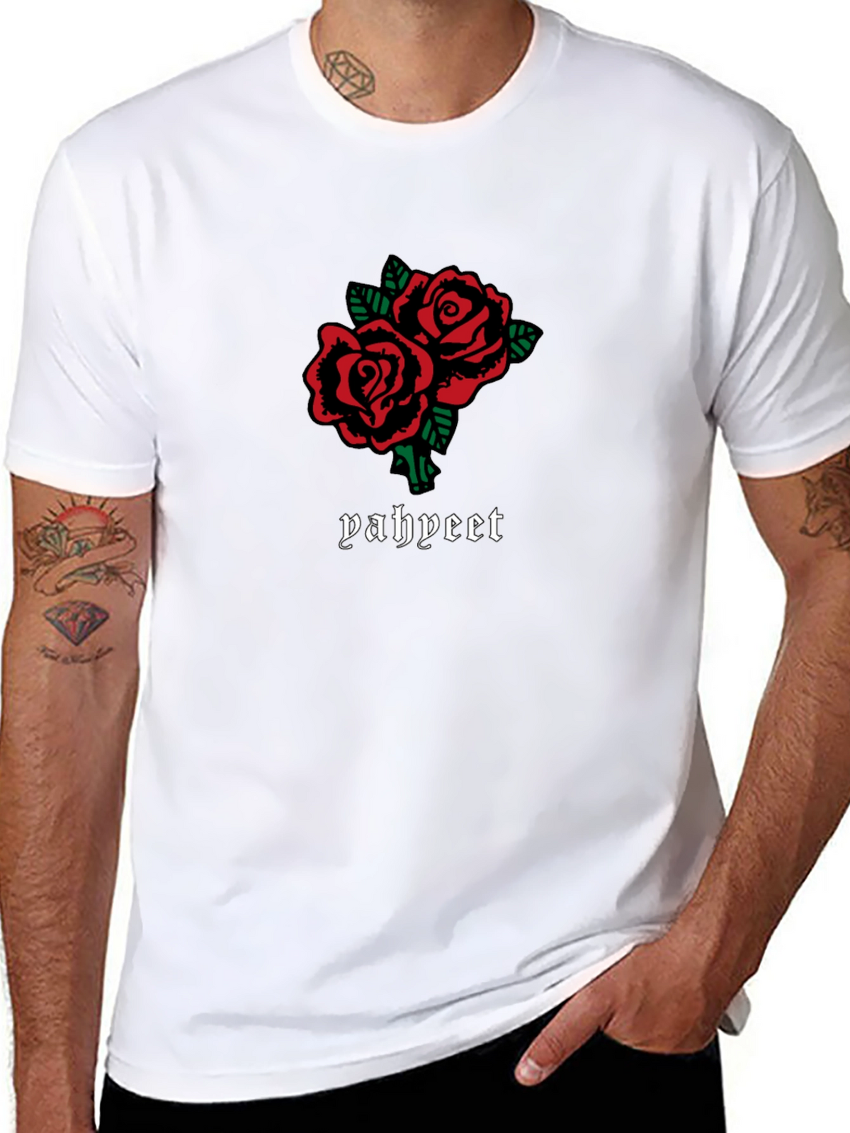 Roses Graphic Tee - Trendy Black T-Shirt