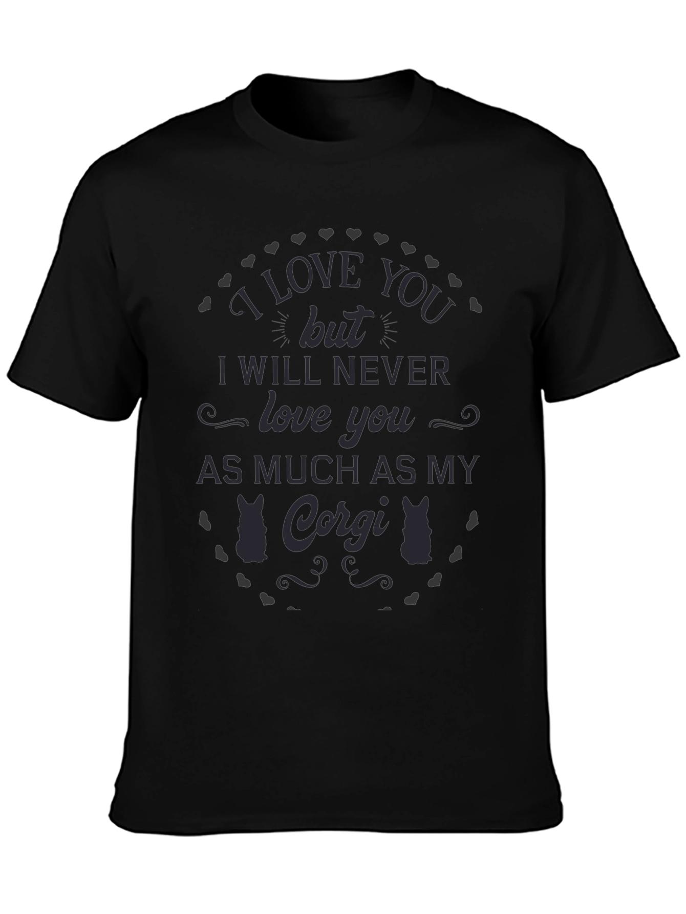 I Love My Corgi Graphic Tee - Black