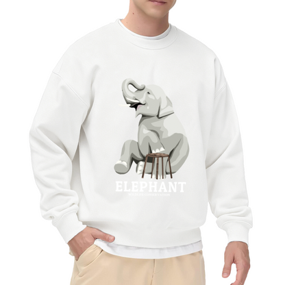 Elephant Wildlife Conservation Crewneck Sweatshirt, Cute Cartoon Elephant Pullover, Animal Rescue Gift