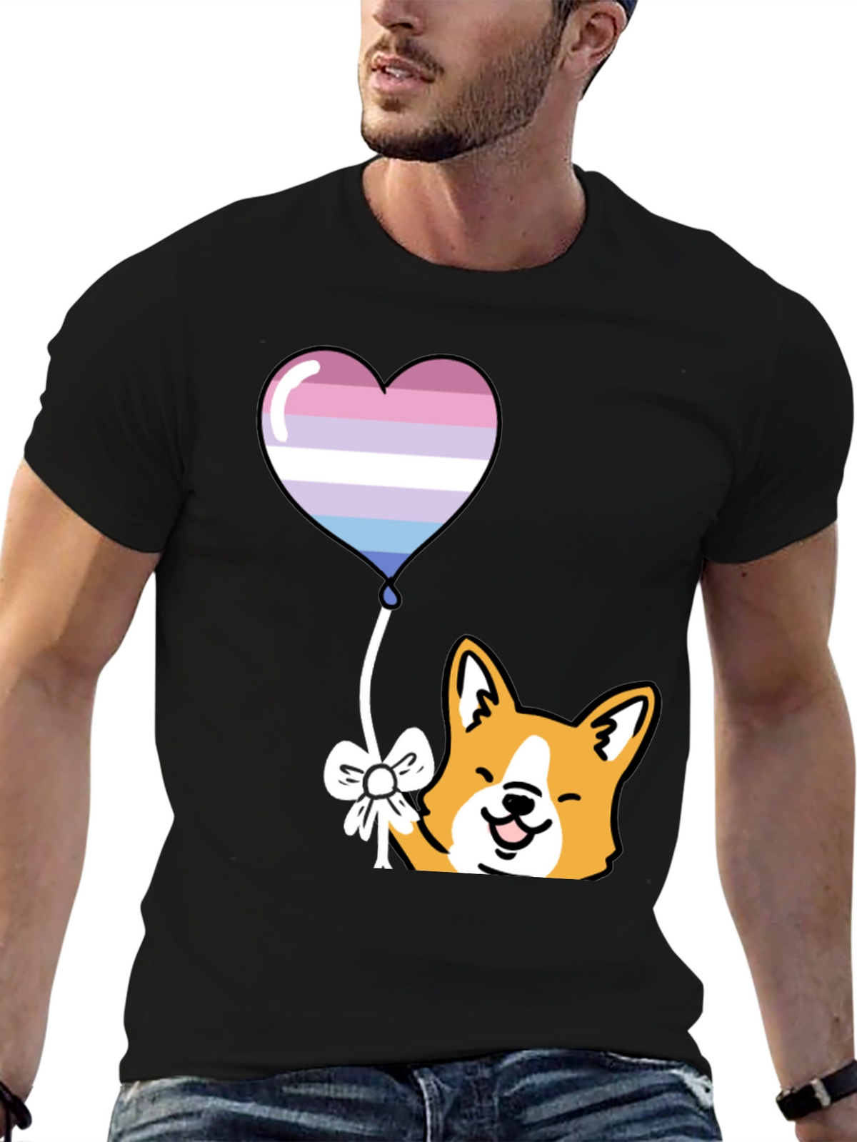 Corgi Heart Balloon Graphic Tee