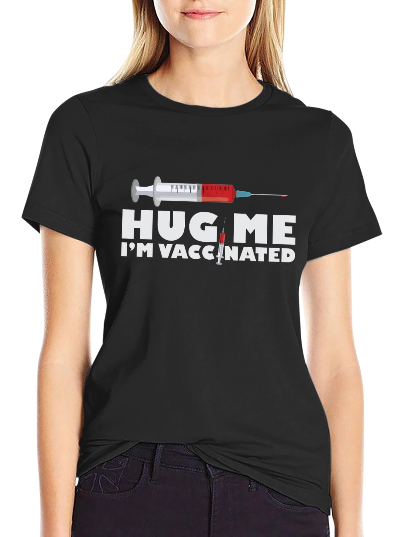 Hug Me Im Vaccinated Graphic T-Shirt