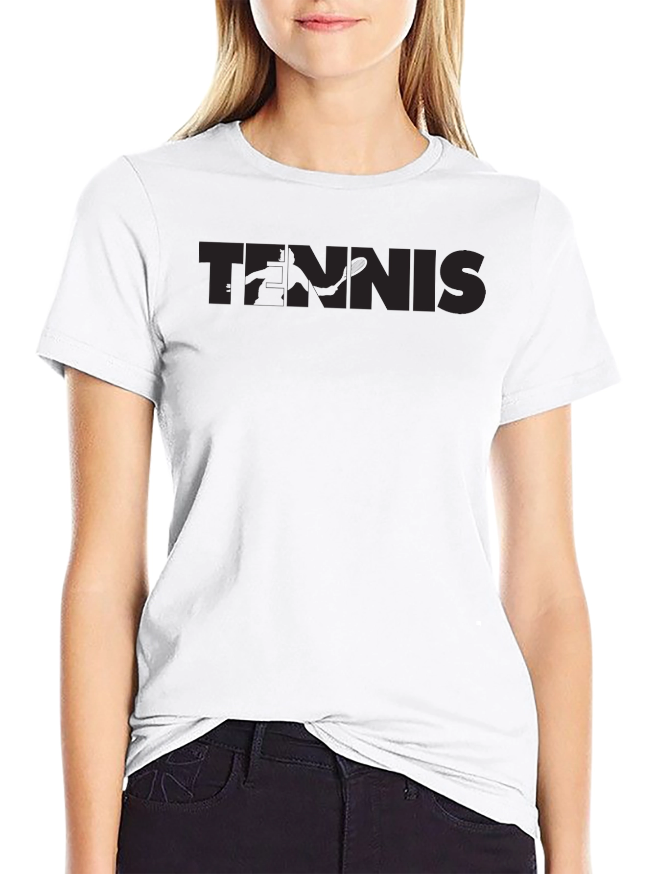 Black Tennis Graphic Crewneck T-Shirt
