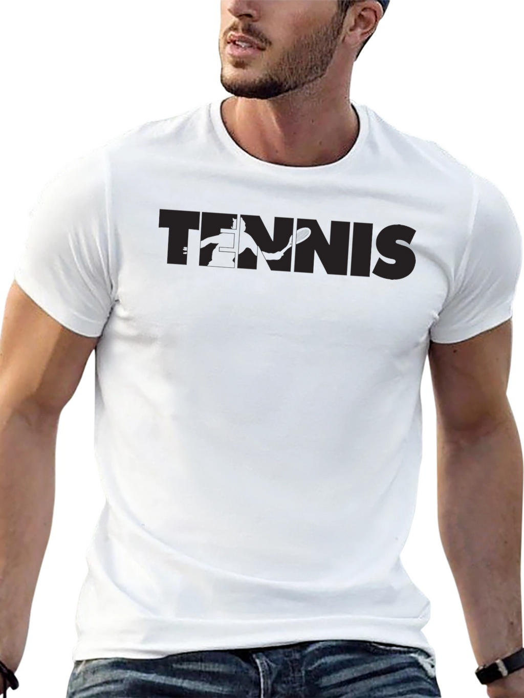 Black Tennis Graphic Crewneck T-Shirt