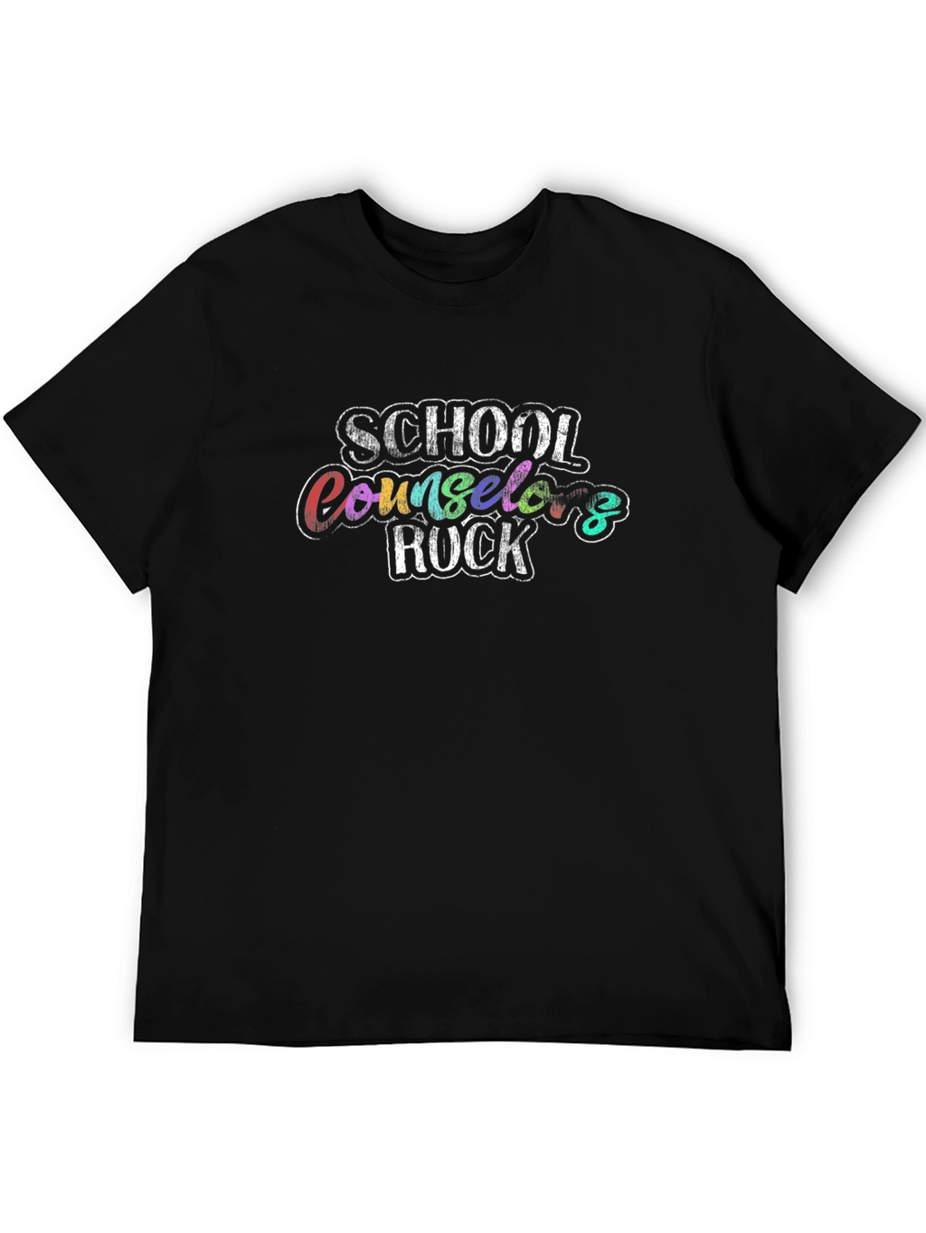 School Counselor Rocks Black Graphic T-Shirt