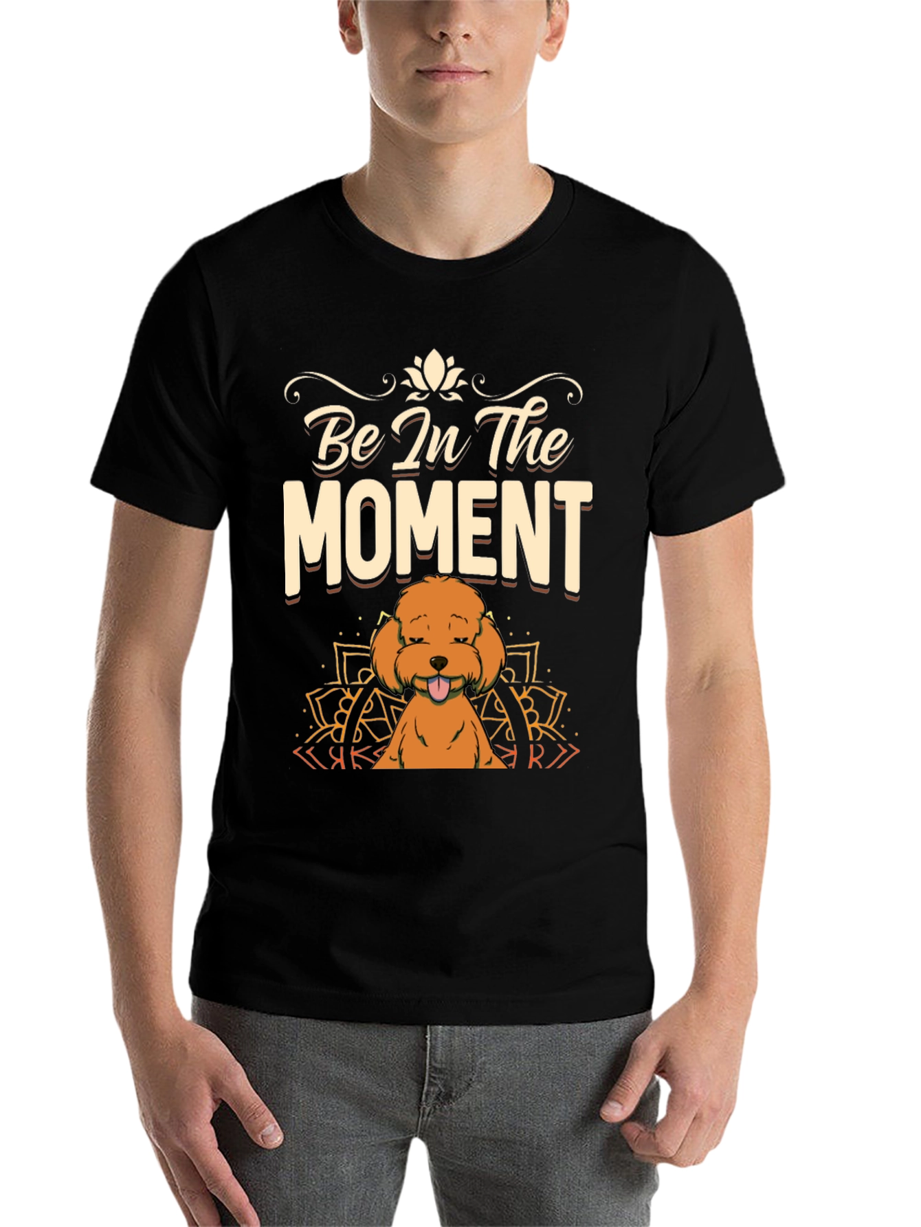 Be In The Moment Poodle T-Shirt - Black