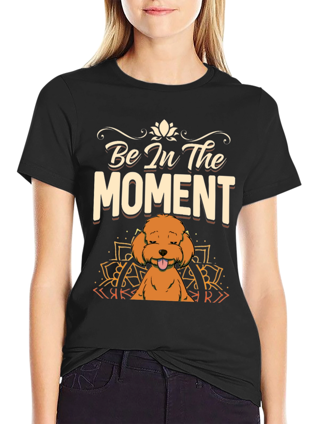 Be In The Moment Poodle T-Shirt - Black