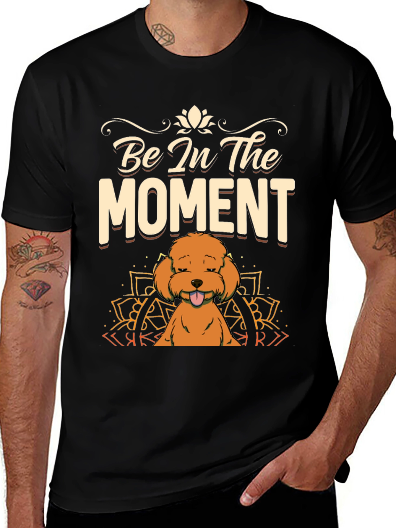 Be In The Moment Poodle T-Shirt - Black
