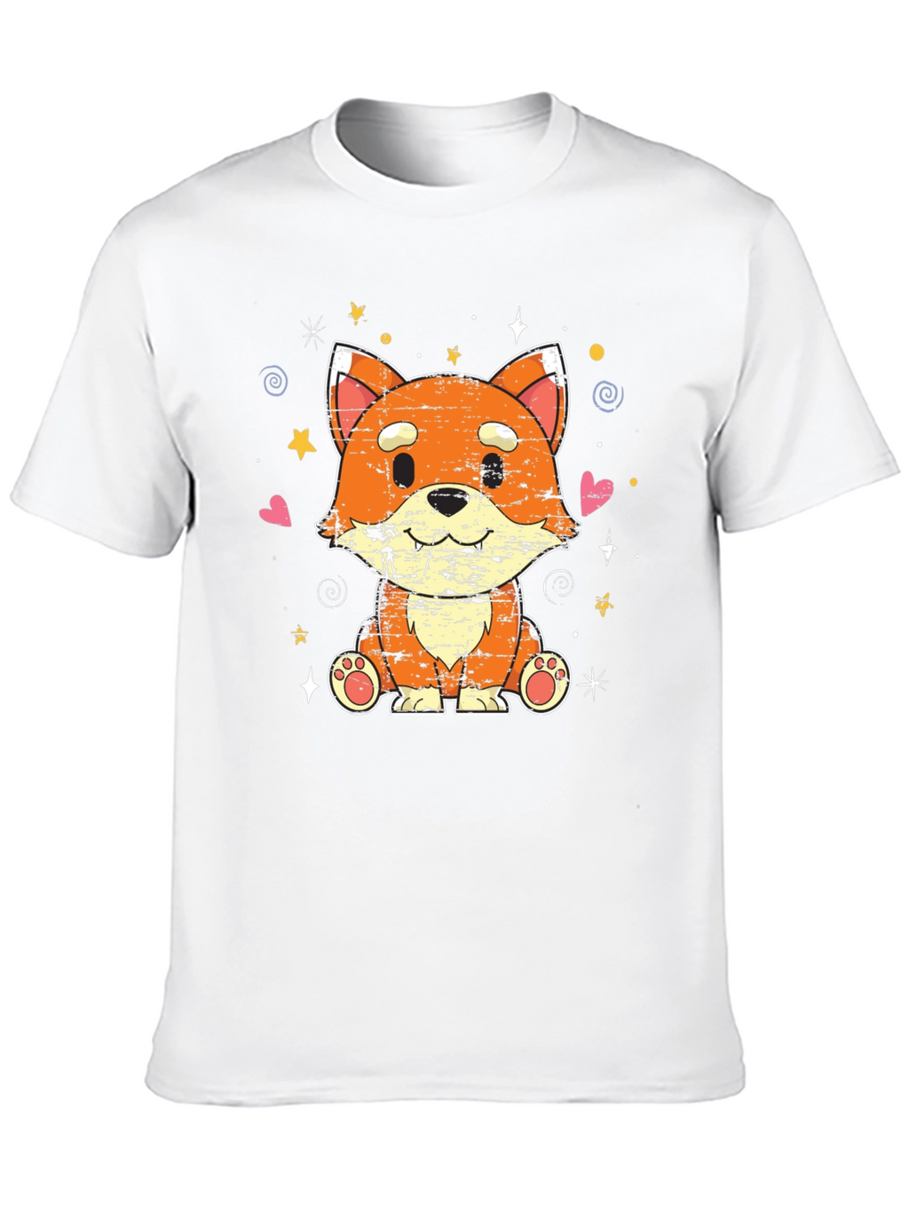 Cute Kawaii Fox Black T-Shirt