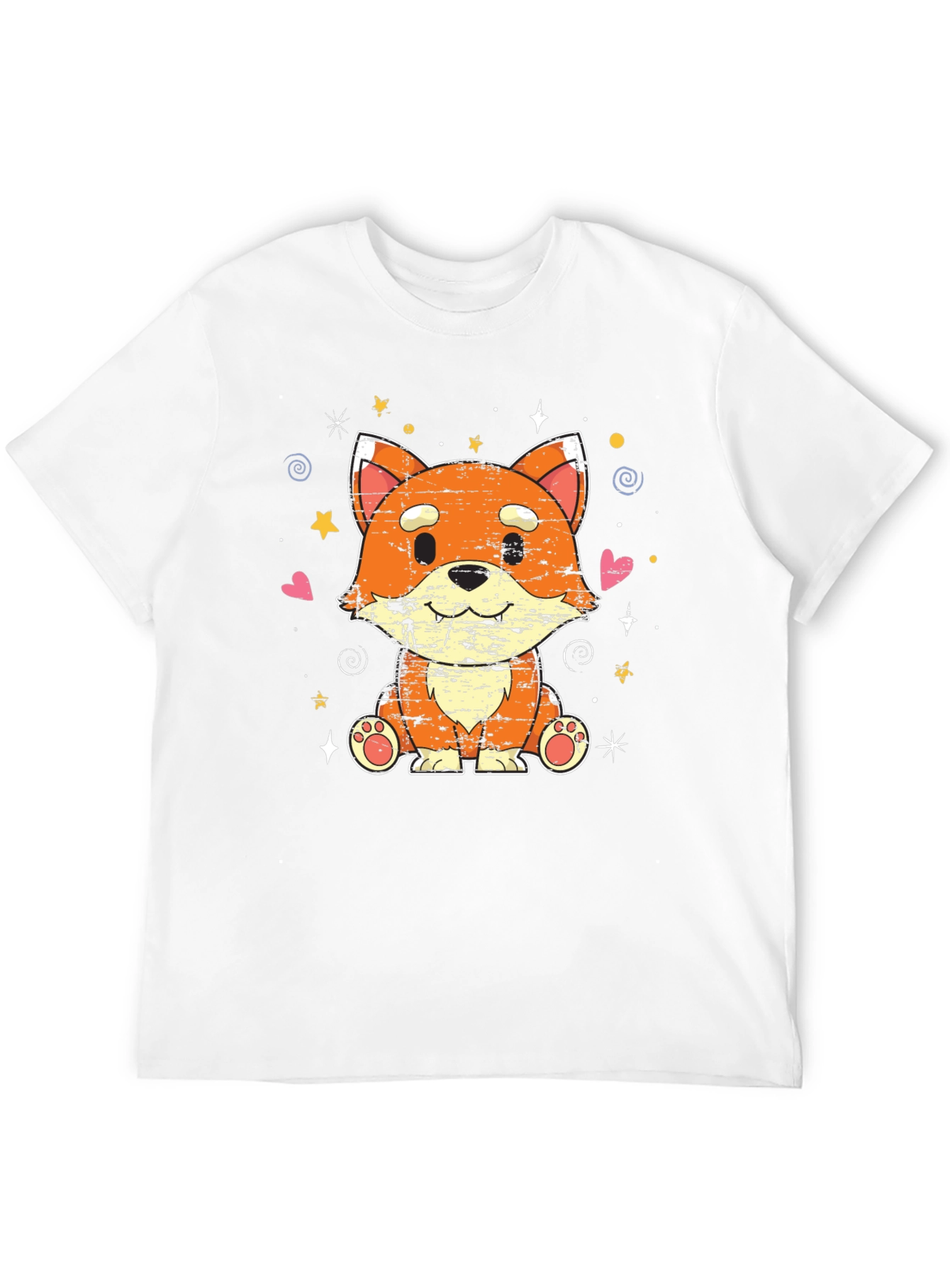 Cute Kawaii Fox Black T-Shirt
