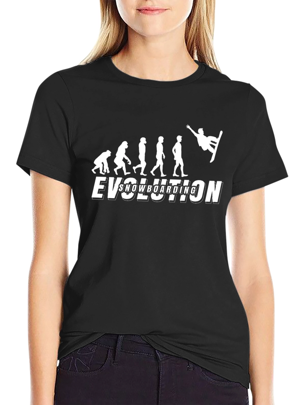 Snowboarding Evolution Graphic Tee - Black Cotton T-Shirt