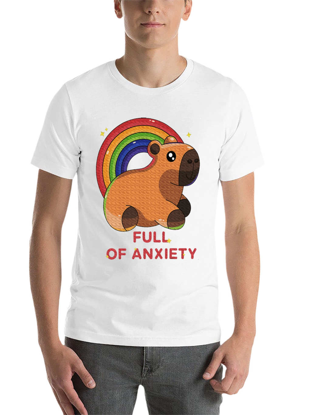 Anxiety Capybara Rainbow T-Shirt