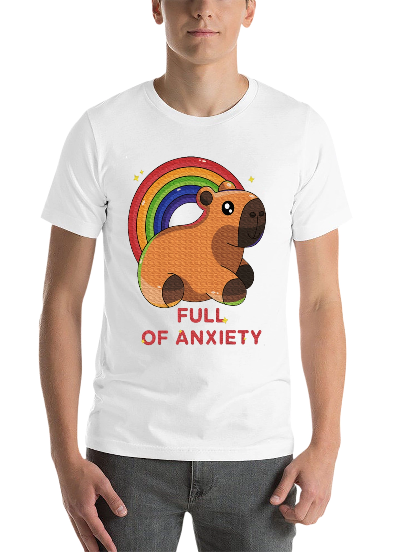 Anxiety Capybara Rainbow T-Shirt