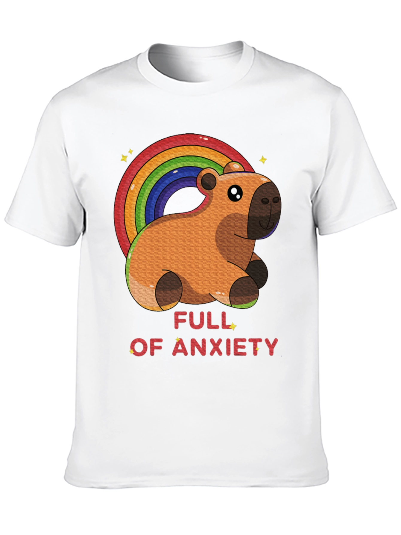 Anxiety Capybara Rainbow T-Shirt