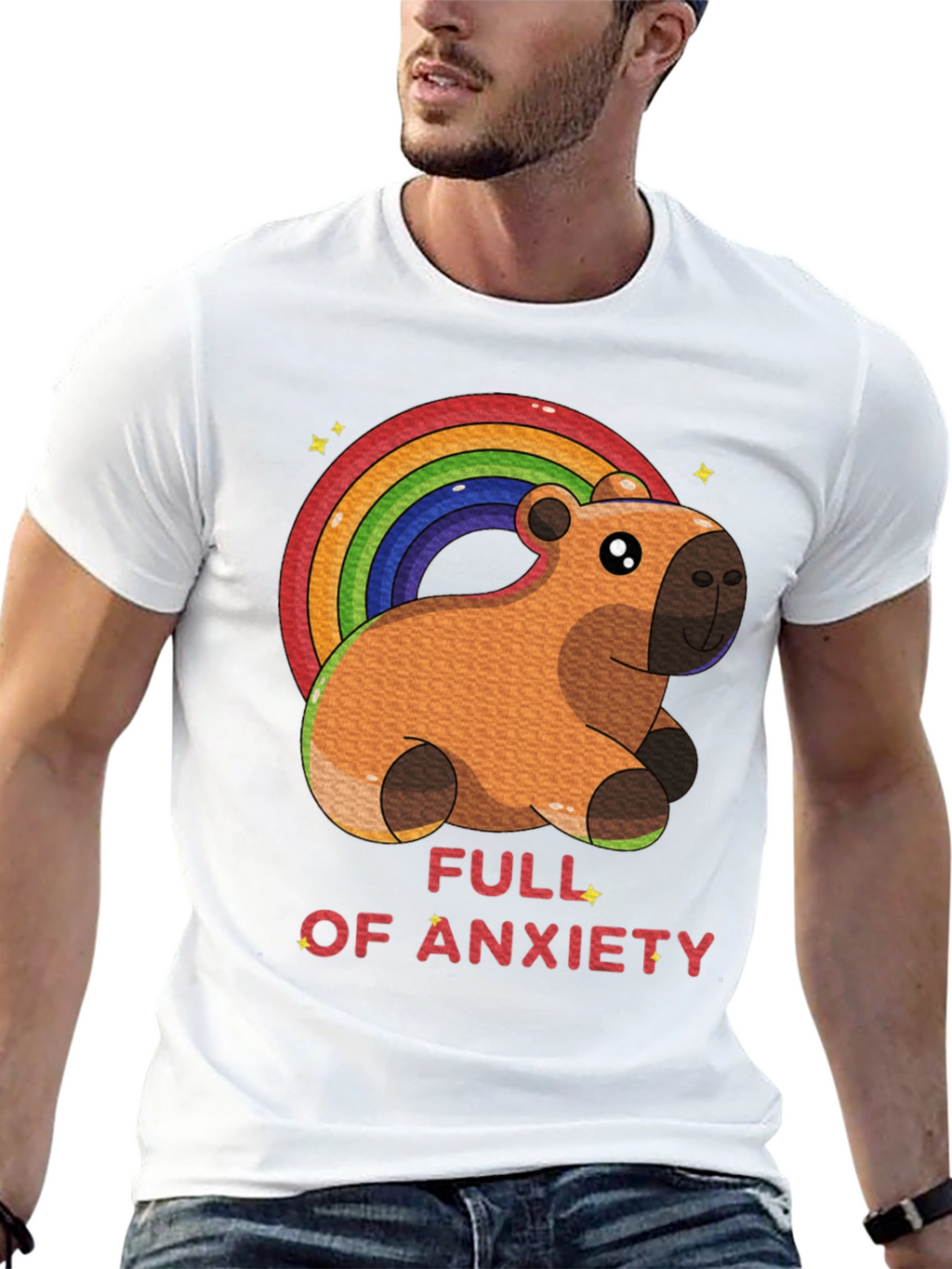 Anxiety Capybara Rainbow T-Shirt
