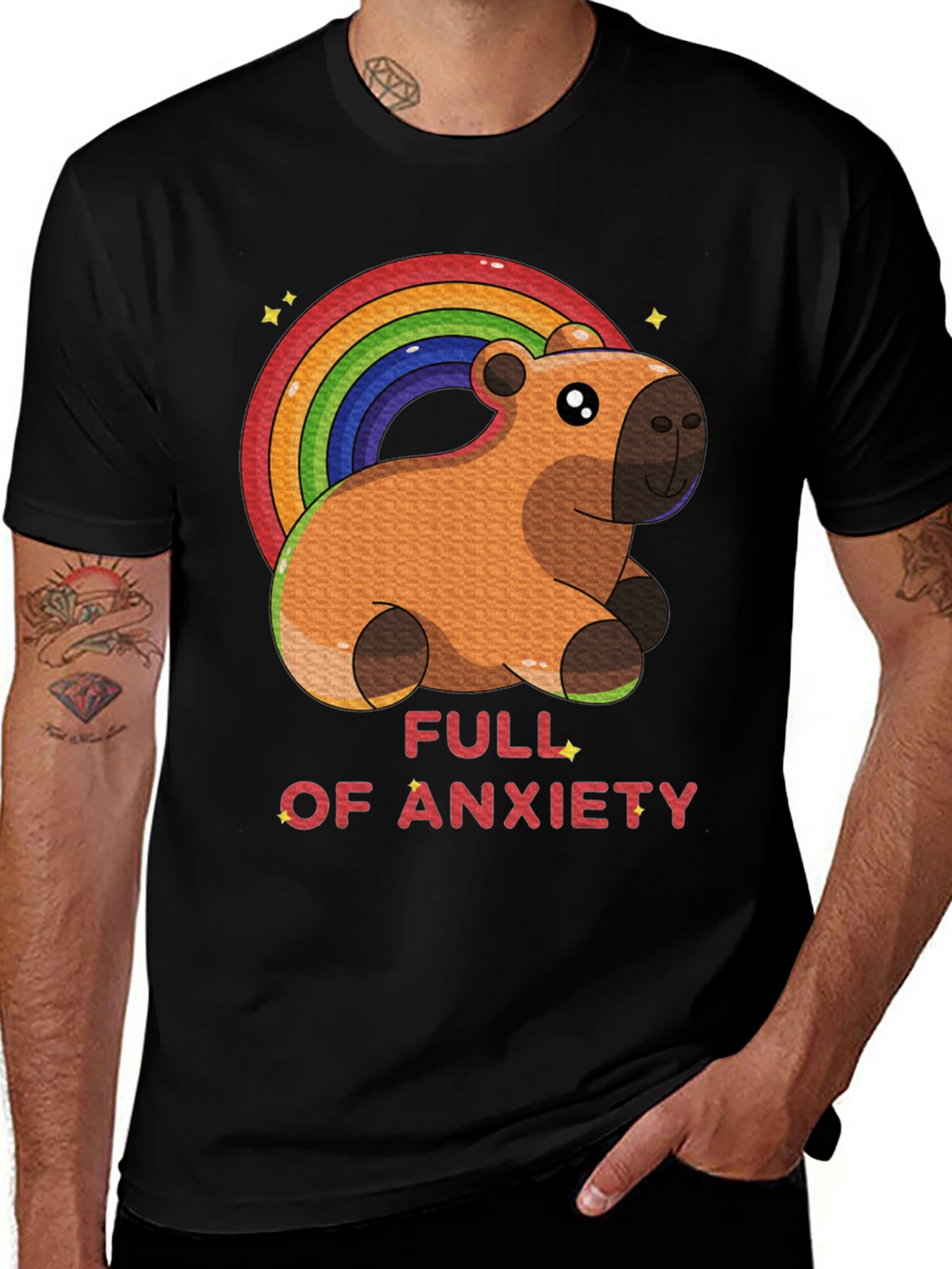 Anxiety Capybara Rainbow T-Shirt