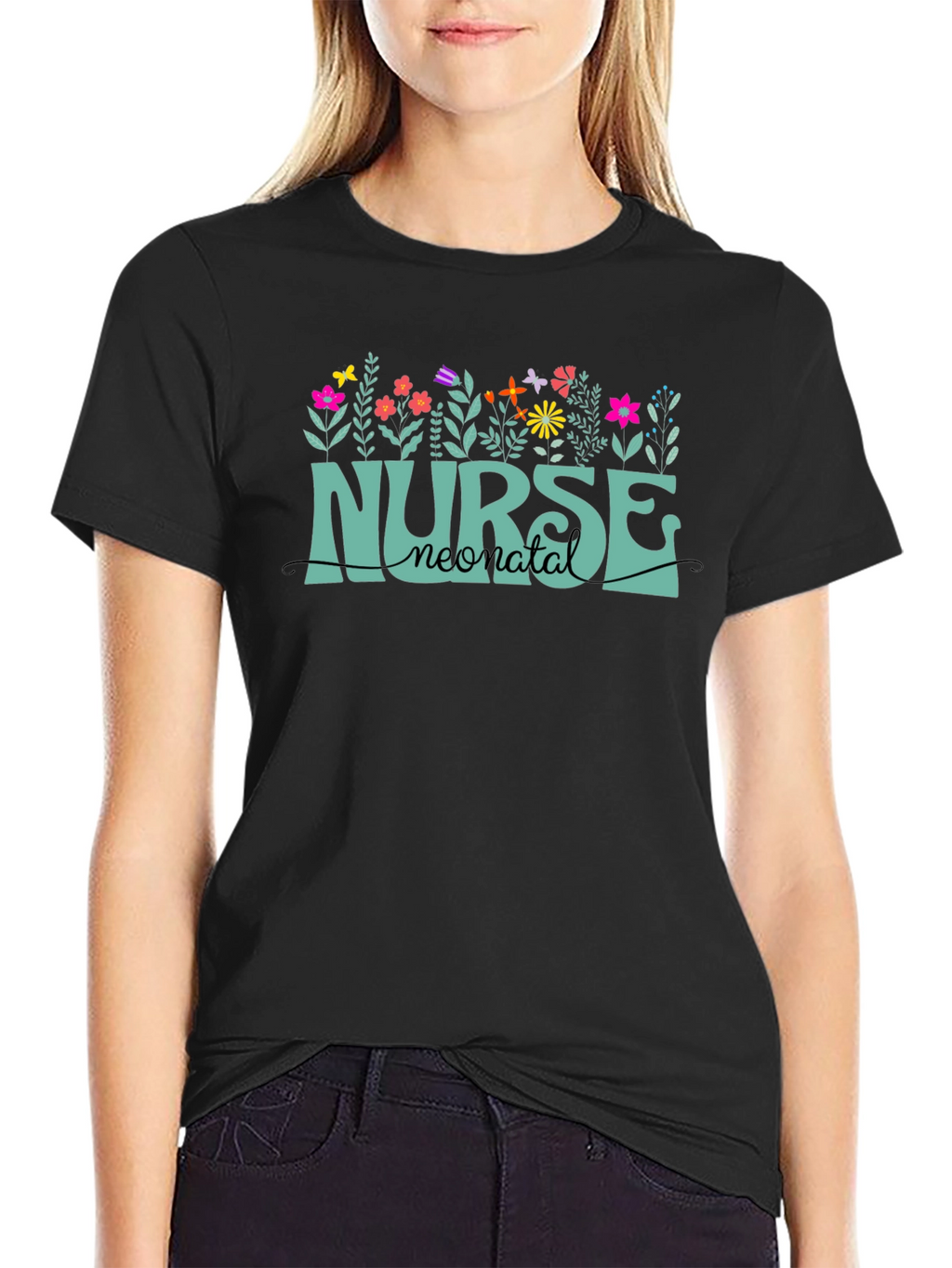 Neonatal Nurse T-Shirt - Floral Design