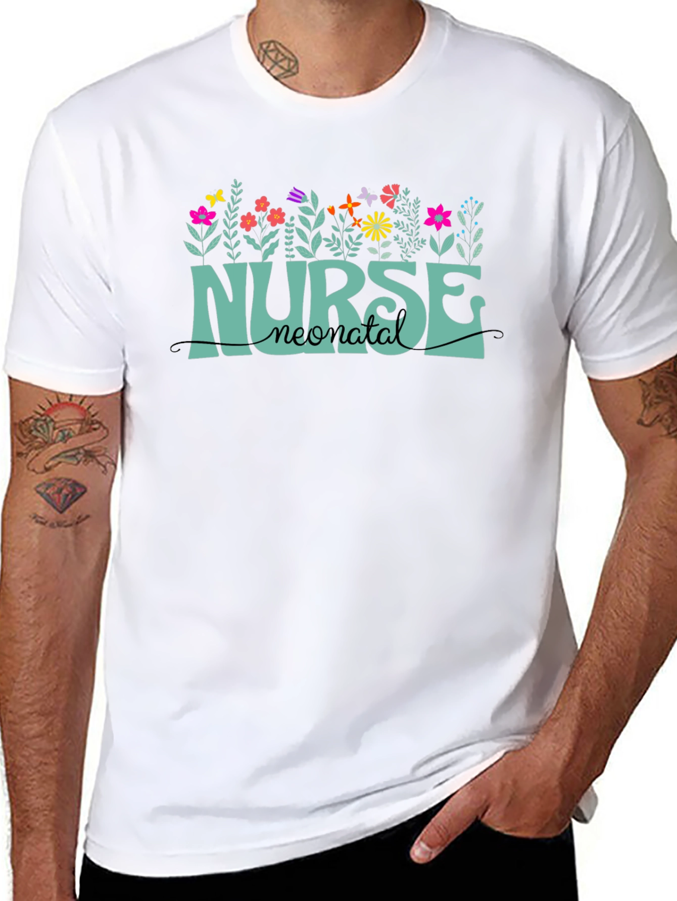 Neonatal Nurse T-Shirt - Floral Design