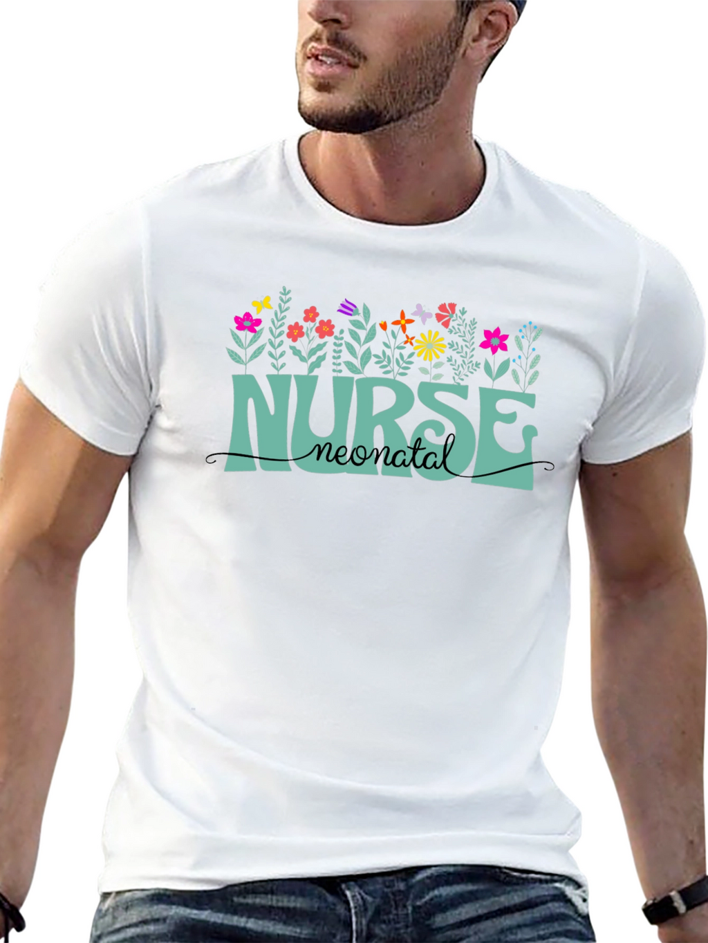 Neonatal Nurse T-Shirt - Floral Design