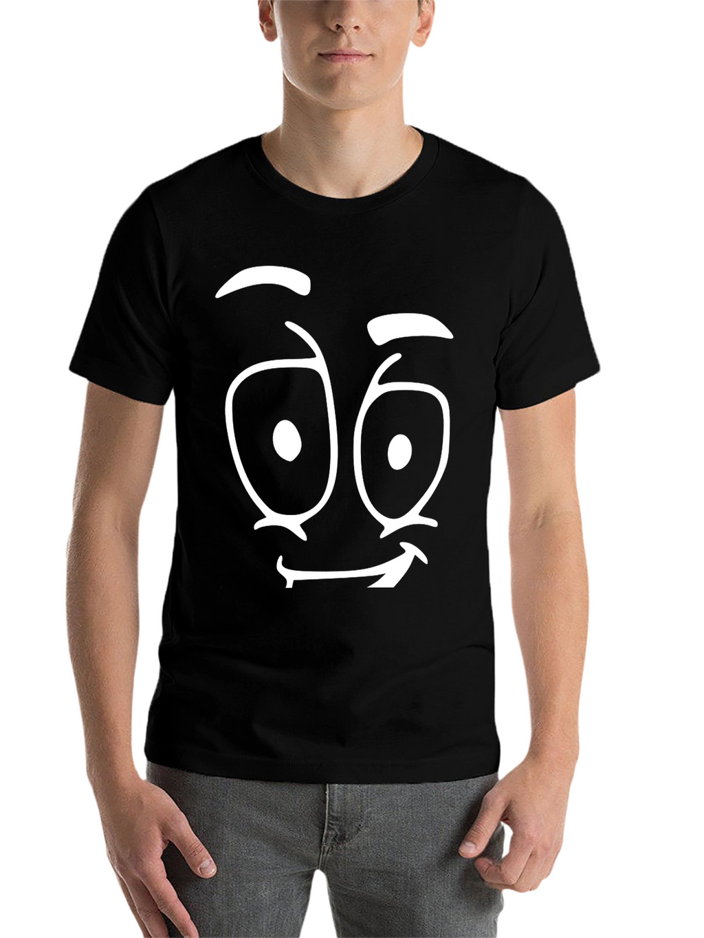 Funny Face Graphic Tee - Black Cotton T-Shirt