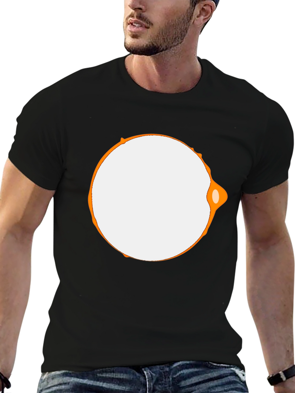Modern Graphic Tee - Black with Abstract Circle Design