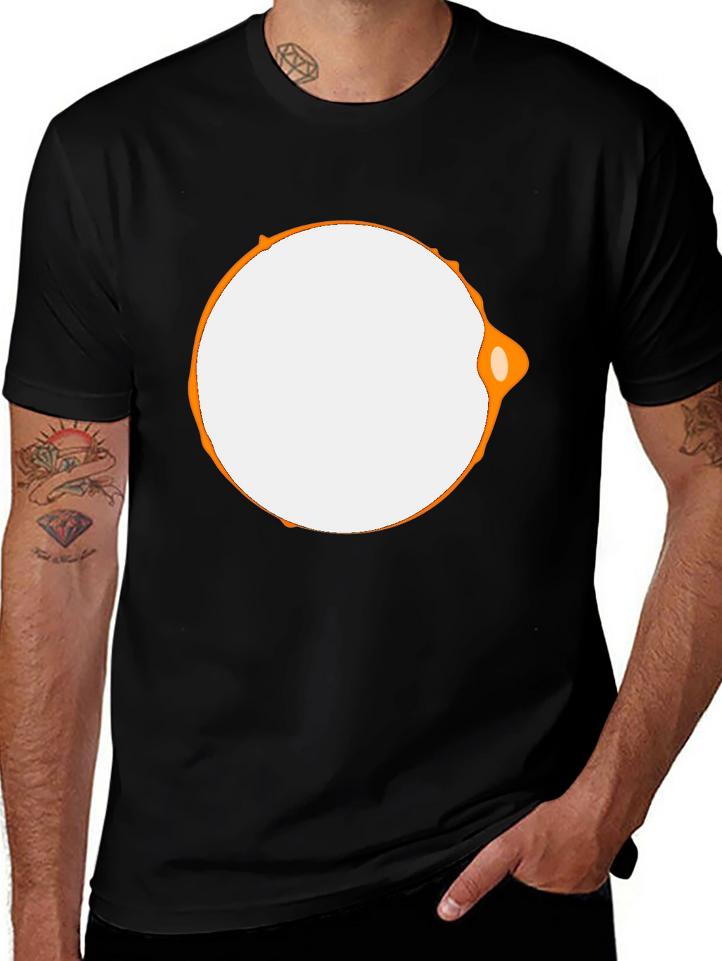 Modern Graphic Tee - Black with Abstract Circle Design