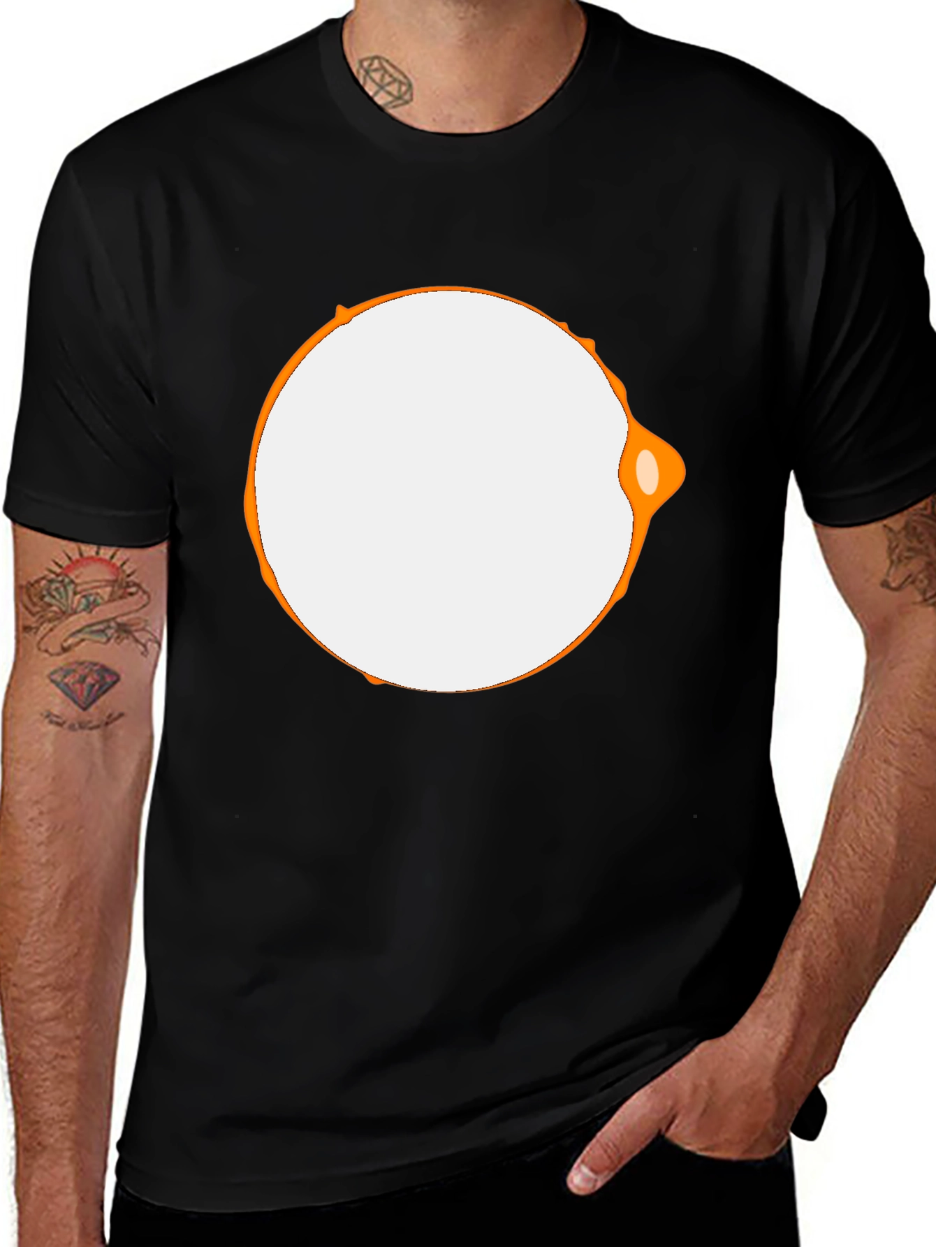 Modern Graphic Tee - Black with Abstract Circle Design