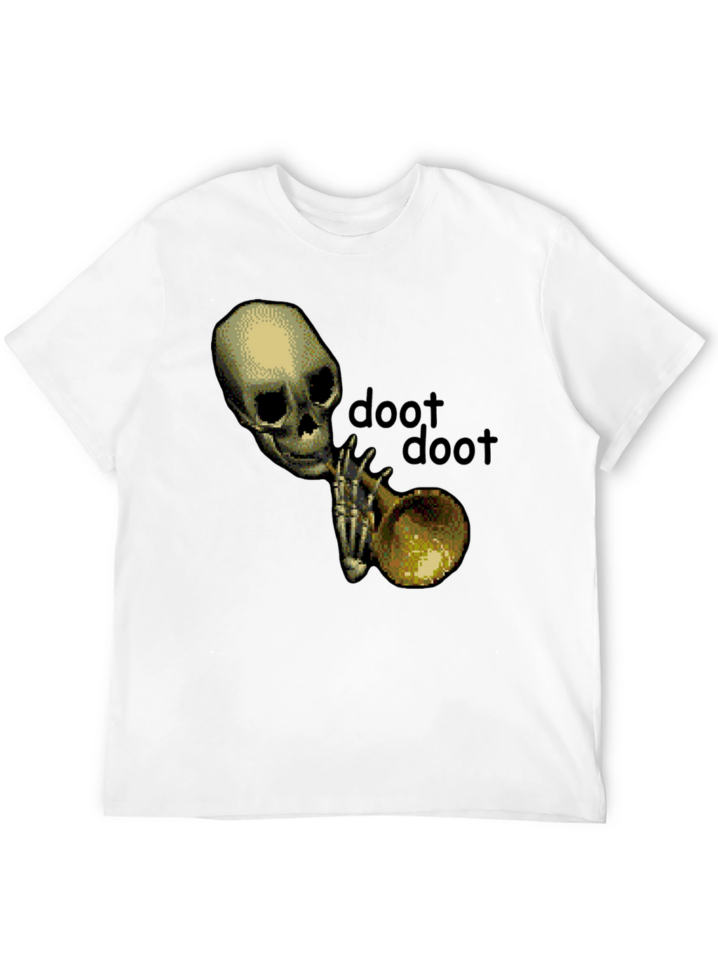Doot Doot Skeleton Trumpet Black T-Shirt